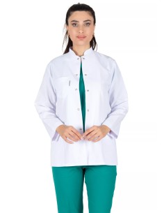 Kadın Hakim Yaka Uzun Kol Beyaz Doktor Ceketi 2