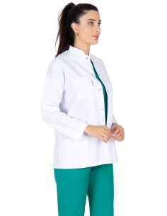 Kadın Hakim Yaka Uzun Kol Beyaz Doktor Ceketi
