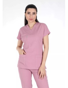 Pudra Likralı Kalın Scrubs Flex Doktor Hemşire Forması Takımı