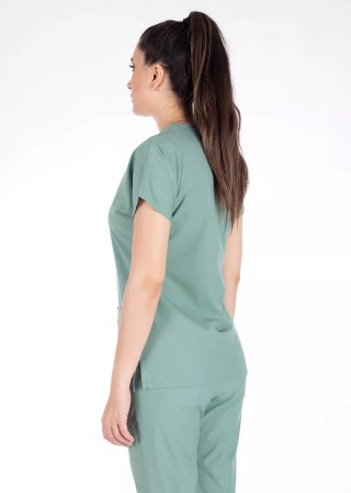 Çağla Yeşili Likralı Kalın Scrubs Flex Doktor Hemşire Forması Takımı