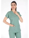 Çağla Yeşili Likralı Kalın Scrubs Flex Doktor Hemşire Forması Takımı