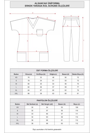 Erkek Antrasit Likralı Kalın Scrubs Doktor Forması Takımı