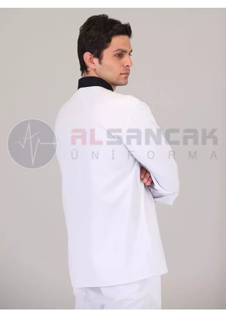Siyah Biyeli Beyaz Aşçı Ceketi