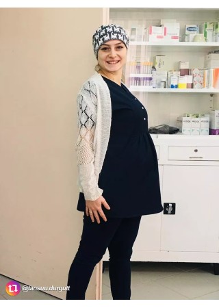 Çıtçıtlı Lacivert Hamile Hemşire ve Doktor Forması Takımı