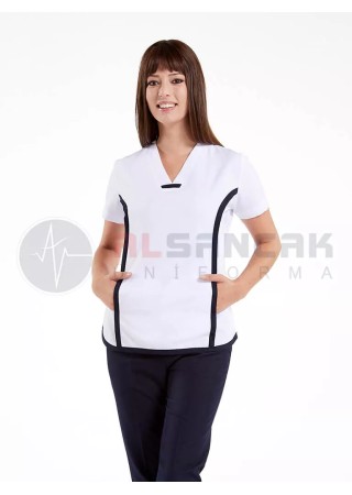 Sports Flex Beyaz Likralı İnce Doktor ve Hemşire Forması