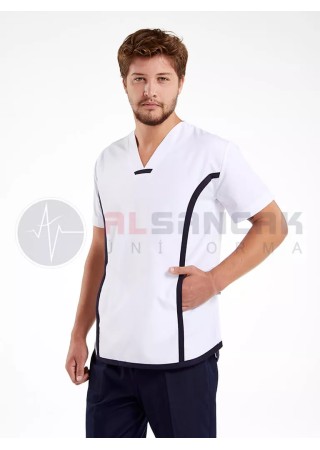 Erkek Sports Flex Beyaz Likralı İnce Doktor Forması