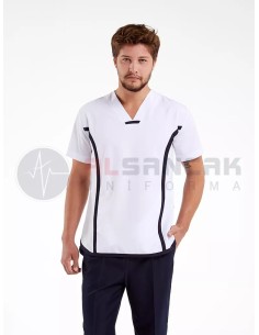 Erkek Sports Flex Beyaz Likralı İnce Doktor Forması