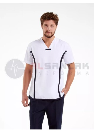 Erkek Sports Flex Beyaz Likralı İnce Doktor Forması