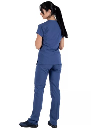 Fırtına Mavi Likralı İnce Scrubs Flex Doktor Hemşire Forması Takımı