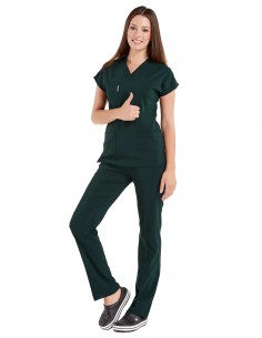 Ördekbaşı Yeşili Likralı İnce Scrubs Flex Doktor Hemşire Forması Takımı 2