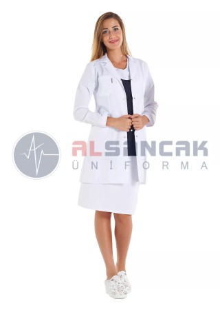 Lüks Spor Yaka Fit Kesim Kadın Doktor Önlüğü