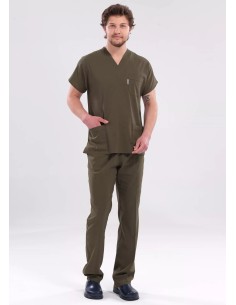 Erkek Haki Likralı İnce Scrubs Doktor Forması Takımı 2