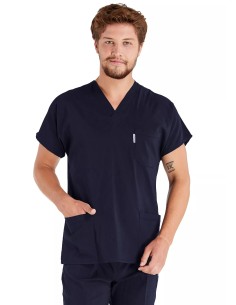 Erkek Lacivert Likralı İnce Scrubs Doktor Forması Takımı 2