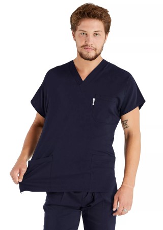 Erkek Lacivert Likralı İnce Scrubs Doktor Forması Takımı
