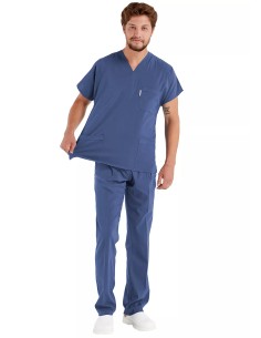 Erkek Fırtına Mavi Likralı İnce Scrubs Doktor Forması Takımı 2
