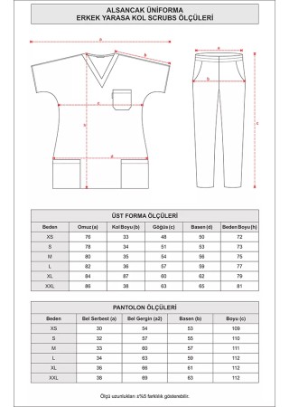 Erkek Fırtına Mavi Likralı İnce Scrubs Doktor Forması Takımı