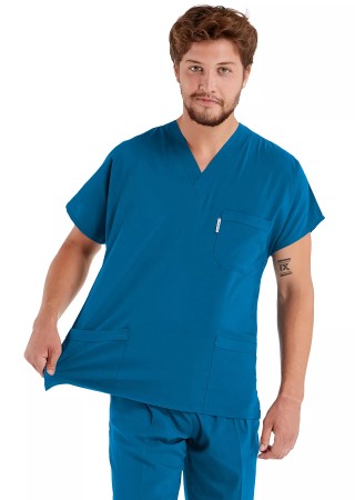 Erkek Petrol Yeşili Likralı İnce Scrubs Doktor Forması Takımı
