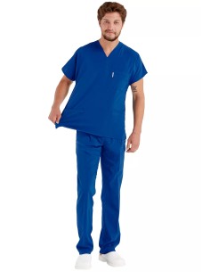Erkek Saks Mavi Likralı İnce Scrubs Doktor Forması Takımı 2