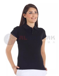 Siyah Kadın Polo Yaka T-shirt