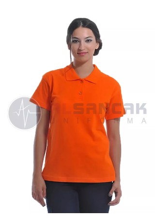 Turuncu Kadın Polo Yaka T-shirt