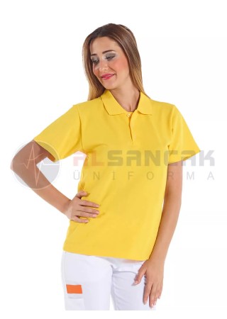Sarı Kadın Polo Yaka T-shirt