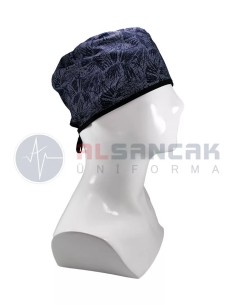 Lacivert Yaprak Desenli Bone