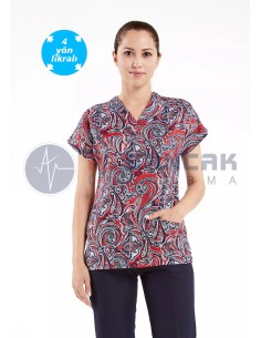 Scrubs Flex Şal Desenli Doktor ve Hemşire Forması Üstü