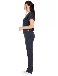 Twin Flex Antrasit Likralı Hemşire Forması 2