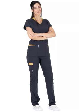 Twin Flex Antrasit Likralı Hemşire Forması