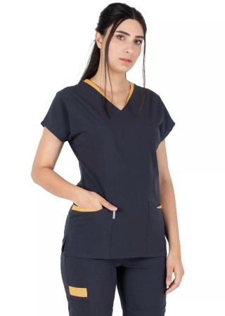 Twin Flex Antrasit Likralı Hemşire Forması