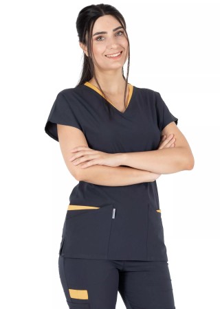 Twin Flex Antrasit Likralı Hemşire Forması